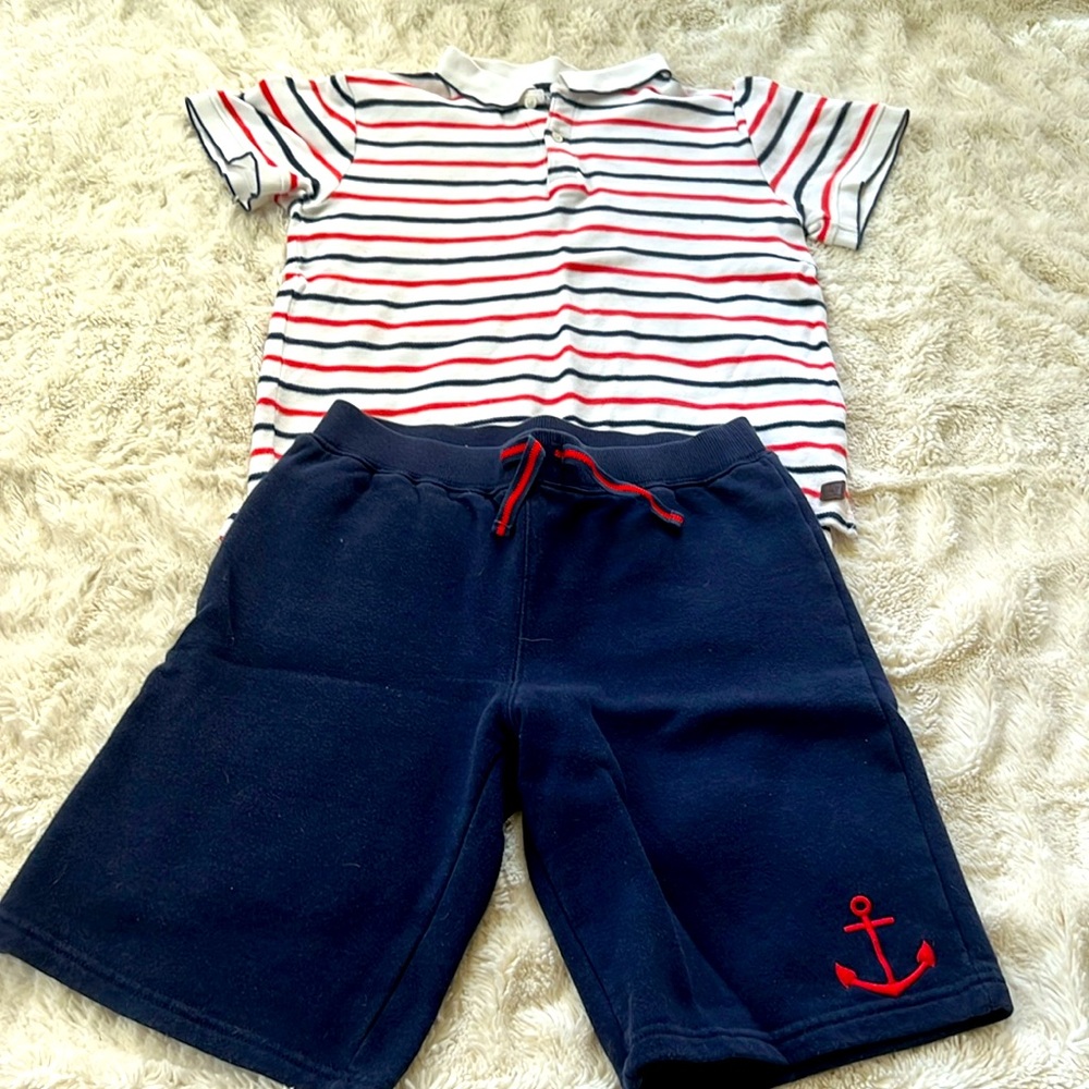 Janie and Jack boys polo and shorts set size 12 boys
